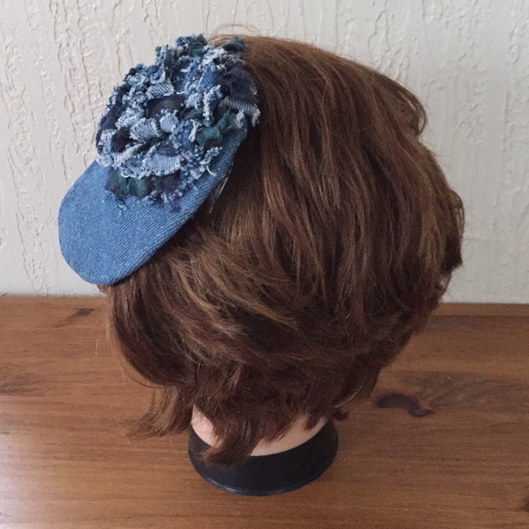 Upcycled denim fascinator - Picture 3 of 6